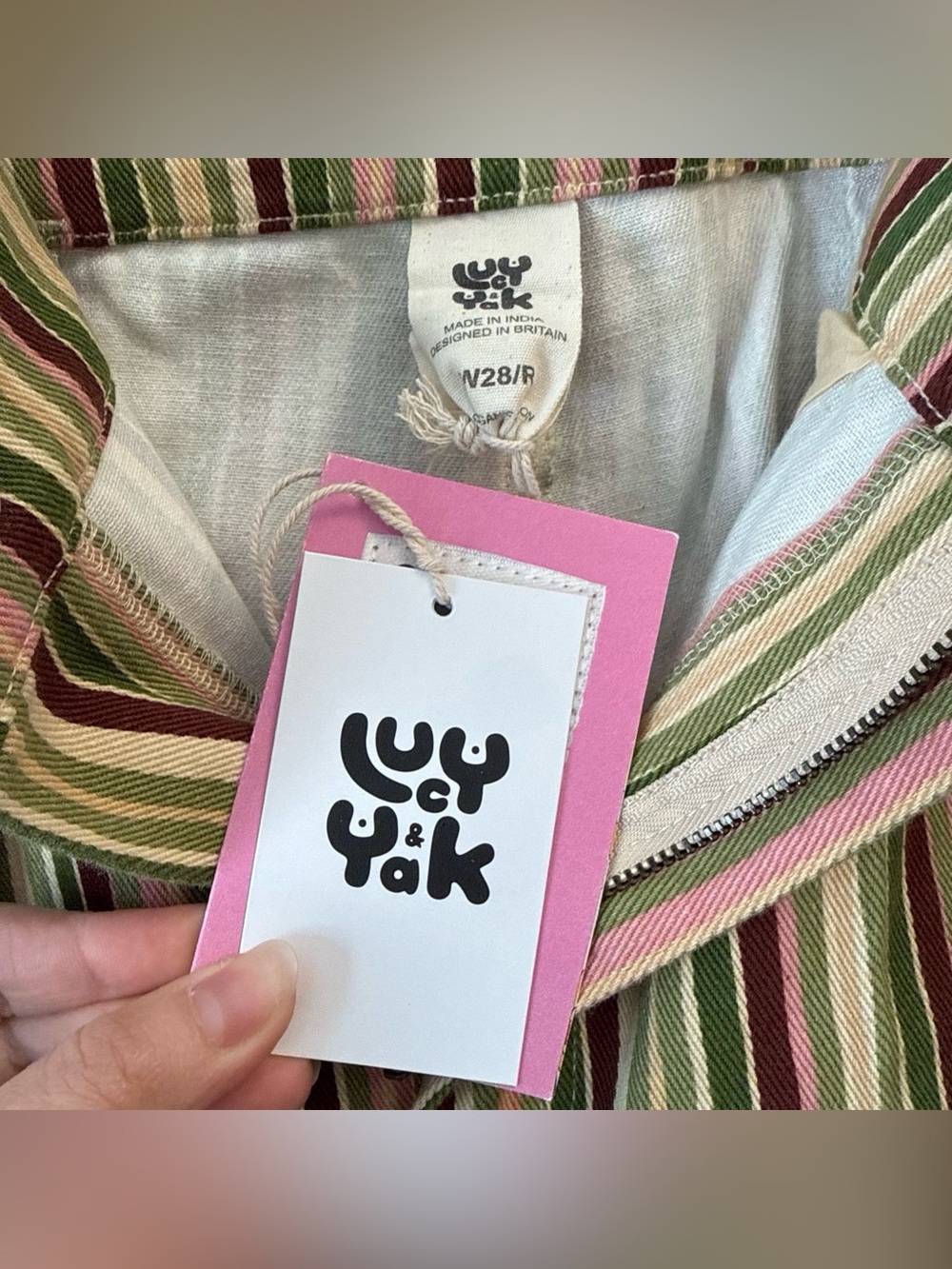 Lucy & Yak NWT Addison Organic Twill in Elm Stripe 28R